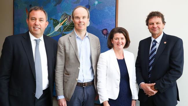 Matthew Grounds, Australian head of investment bank UBS who is also chairman of the Victor Chang Foundation, Hamish Douglass CEO of the Magellan group, Maddie Beaumont (Blackrock Group), Simon McKeon Chairman of MS Research, Picture Renee Nowytarger.