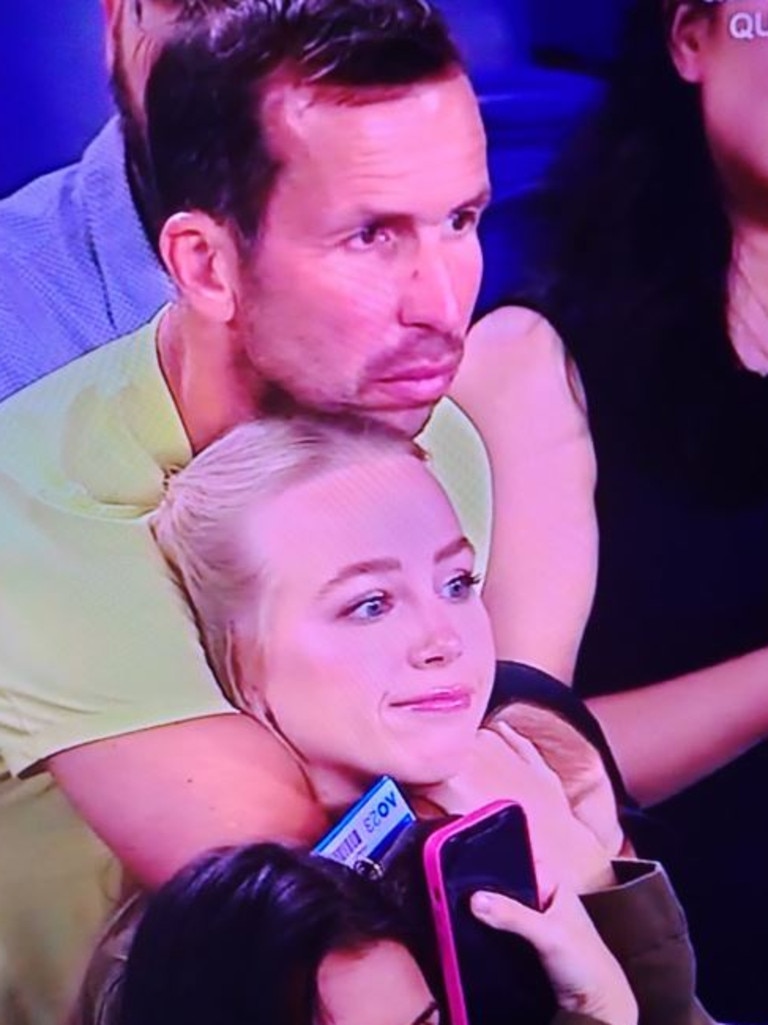 Radek Stepanek puts Korda’s girlfriend in a headlock.