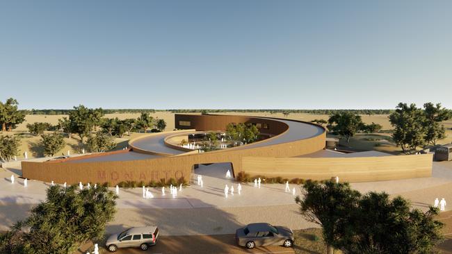 Artist’s impression of the planned new entrance to the Monarto Zoo. Picture: Supplied 