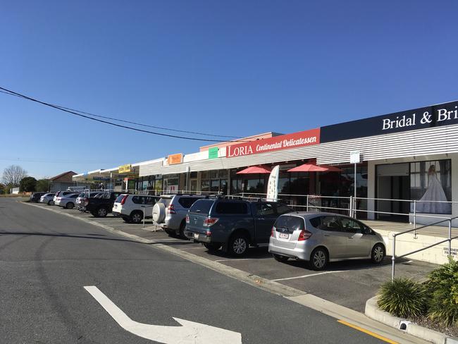 The strip shops on Ainsdale St Chermside West which house Silky Oak Espresso.