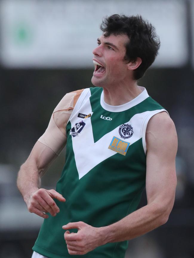 Mahady celebrates one of his four goals. Picture: Mark Wilson