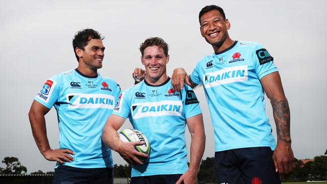 Karmichael Hunt, Michael Hooper and Israel Folau at Daceyville. Picture: Brett Costello