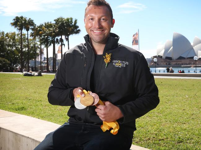 Thorpe is an Invictus Games ambassador and earlier this month officially launched the medals for the upcoming Sydney Games. Picture: Richard Dobson