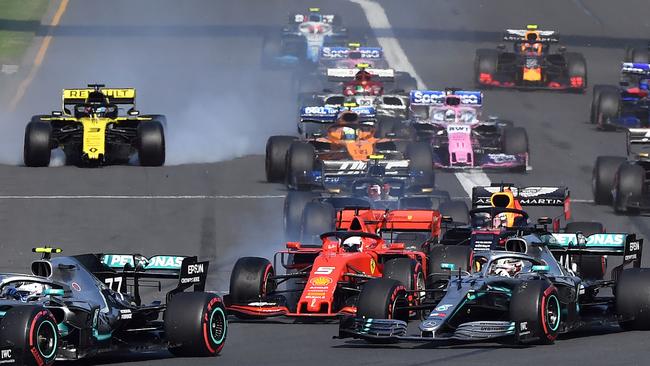 This pack of cars at the Australian Grand Prix could be racing in Newcastle next year. Picture: Peter Parks/AFP