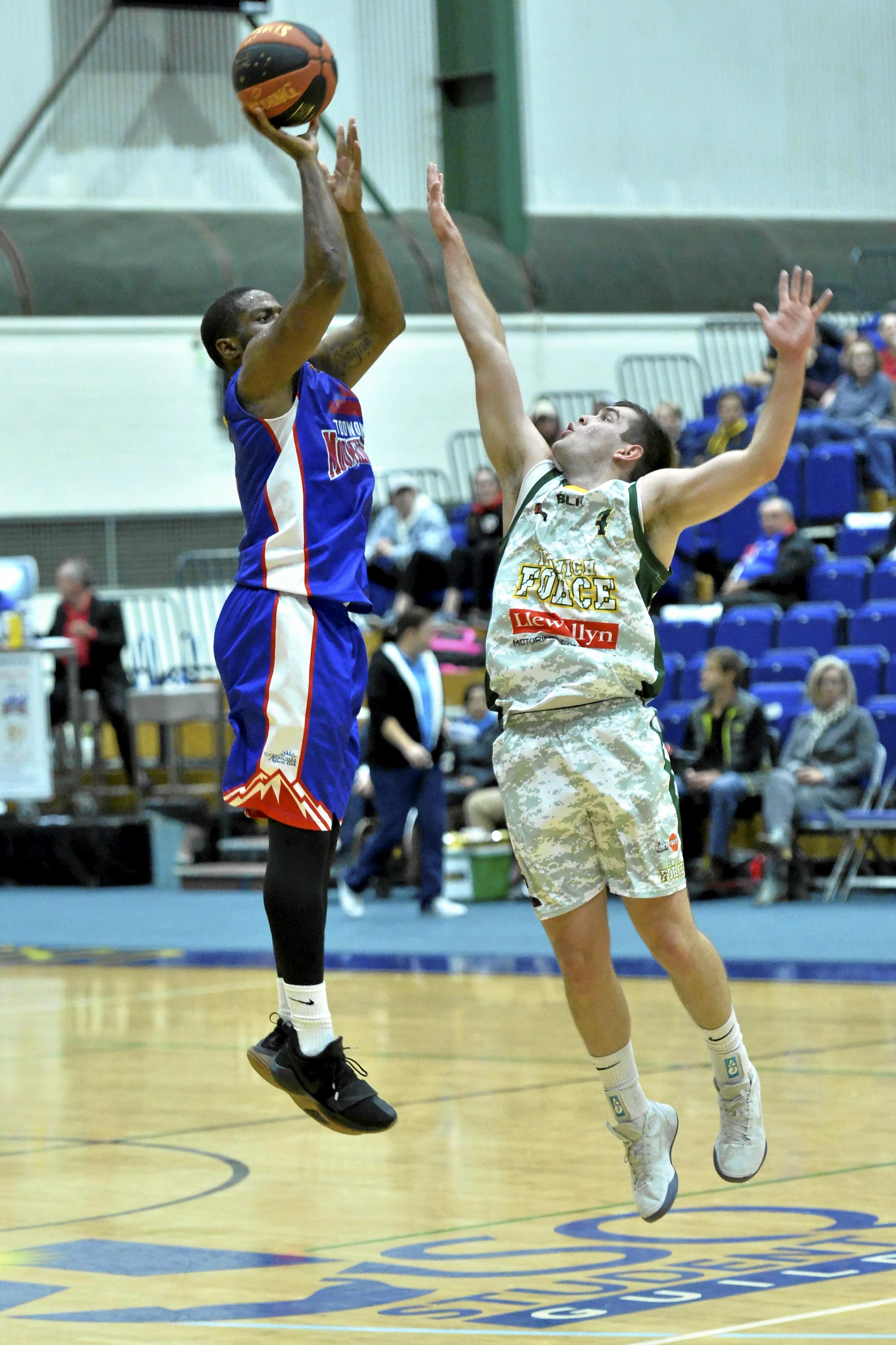 Damon Bozeman for Toowoomba Mountaineers against Ipswich Force in QBL men round seven basketball at USQ's Clive Berghofer Recreation Centre, Saturday, June 9, 2018. Picture: Kevin Farmer