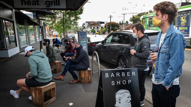 Rob Westcombe owner of Knuckhead Barbers in Richmond reopened today with a long waiting list. Picture: Tony Gough