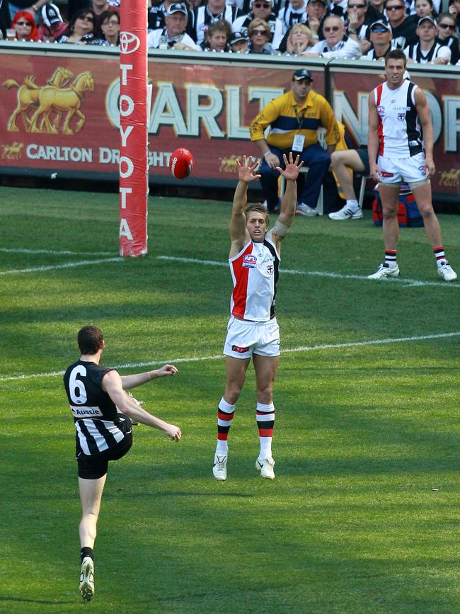 Goldsack kicks the first goal of the 2010 grand final replay.