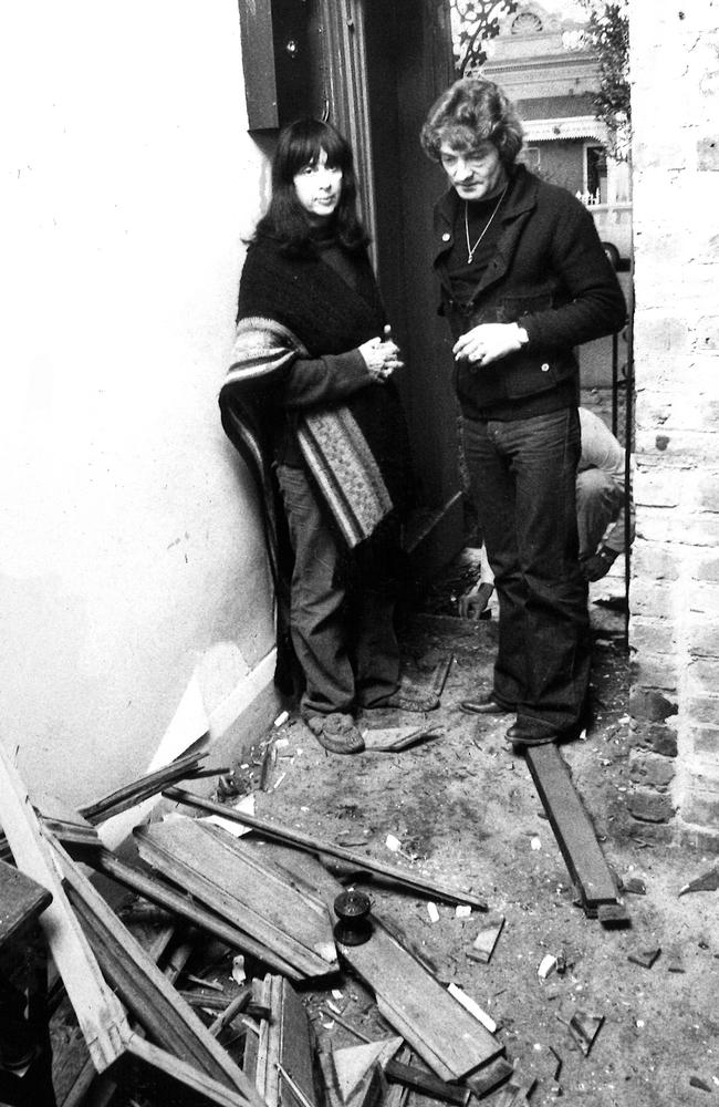 Joey and Shirley Hamilton survey the wreckage of their home.