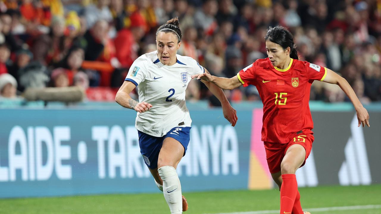 Lucy Bronze (L) is England’s most experienced player. (Photo by Sarah Reed/Getty Images)