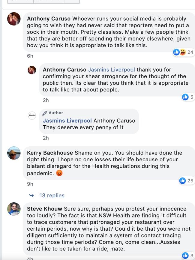 Facebook commenters did not approve of Jasmins Liverpool posting that reporters should have a sock in their mouth.