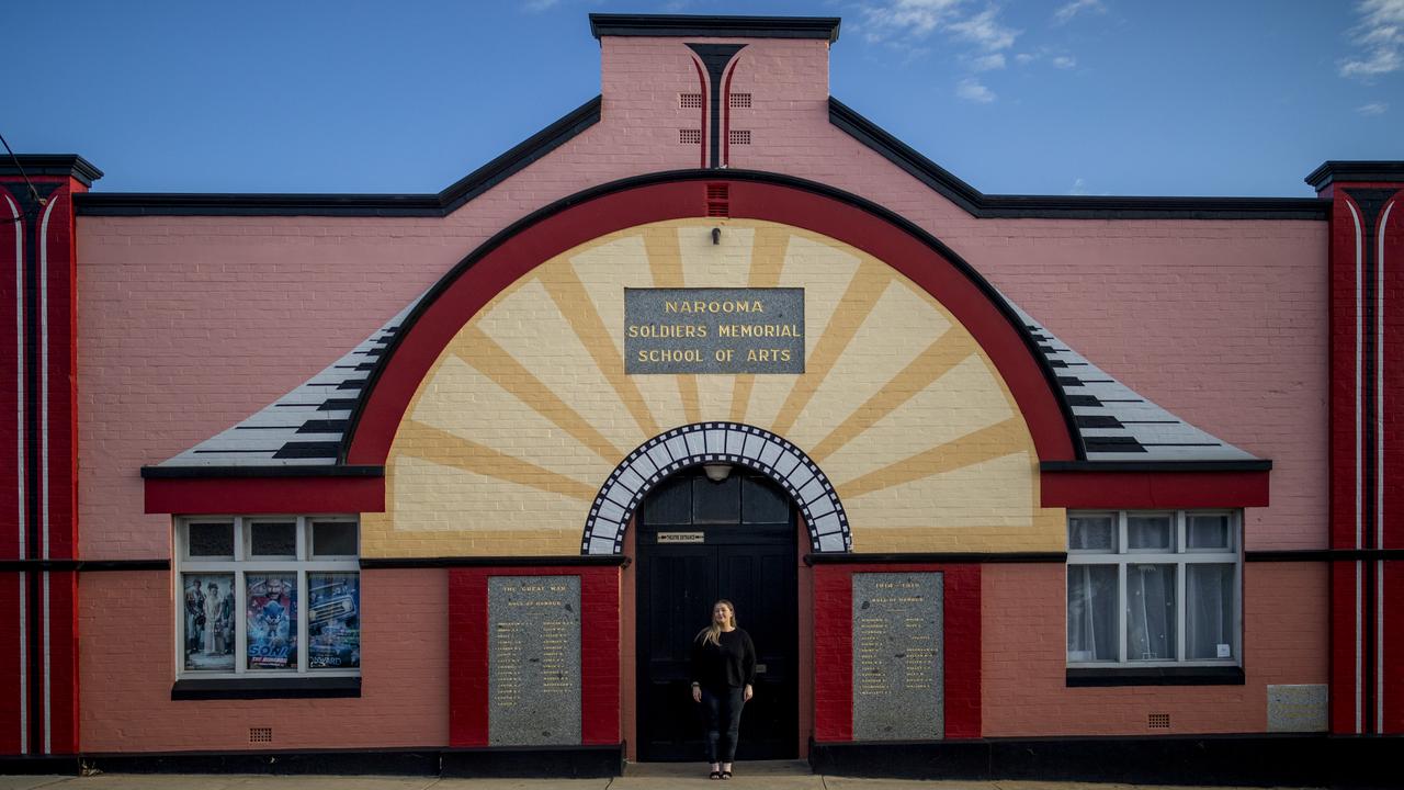 Jade Griffiths owns the historic art-deco Narooma Kinema. Picture: Sean Davey