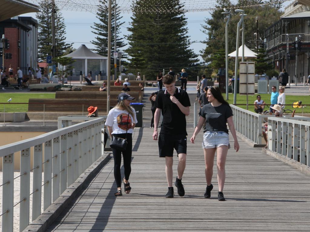 Henley Beach Square, jetty and beach. Picture: Emma Brasier