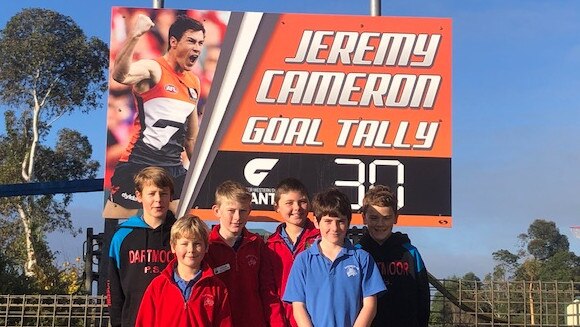 Jeremy Cameron fans from Dartmoor public school.