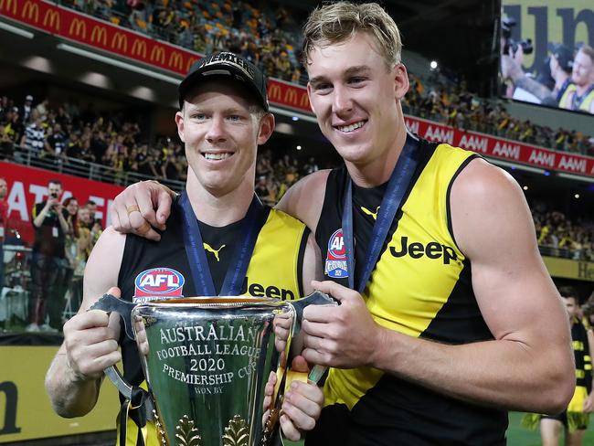 The Tigers’ two big forwards were well-held, but still had the last laugh. Picture: Sarah Reed