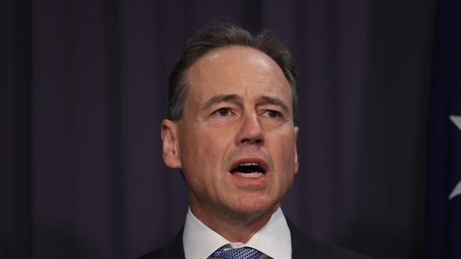 Health Minister Greg Hunt announces the Moderna deal in Canberra today. Picture: NCA NewsWire / Gary Ramage