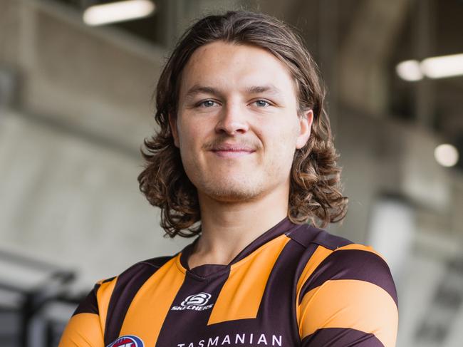 Jack Ginnivan wears a Hawthorn jerse4y for the first time as a player after his shock move from Collingwood. Pic supplied by Hawthorn FC