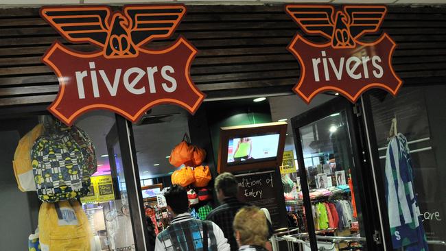 Rivers signage at its Collins Street store in Melbourne. Rivers is owned by Mosaic Brands. Picture: AAP