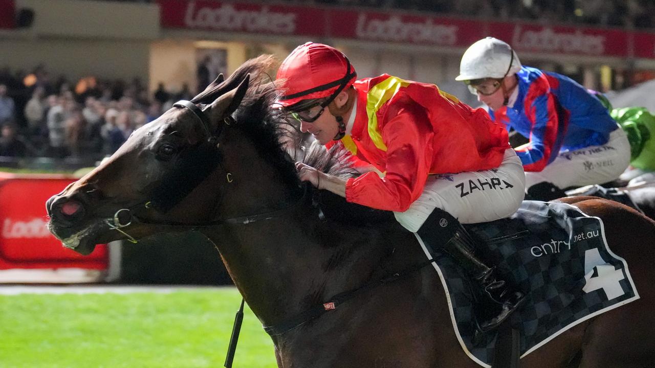 Tijuana and his Caulfield Guineas jockey Mark Zahra winning at Moonee Valley. Picture: Getty Images