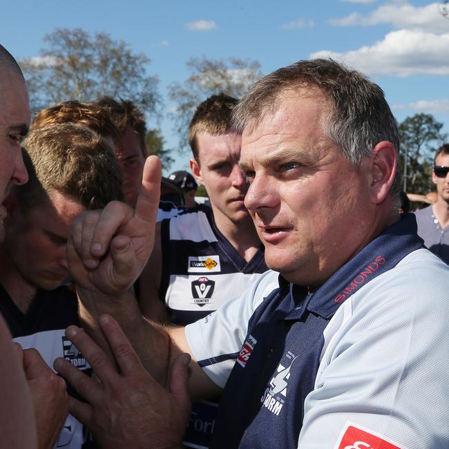 Darryl Wilson is in his first season as Nullawil after most recently coaching Strathfieldaye in the Bendigo league. Picture: Yuri Kouzmin