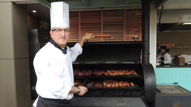 Castle Hill RSL executive chef Paul Clyne with the smoker.