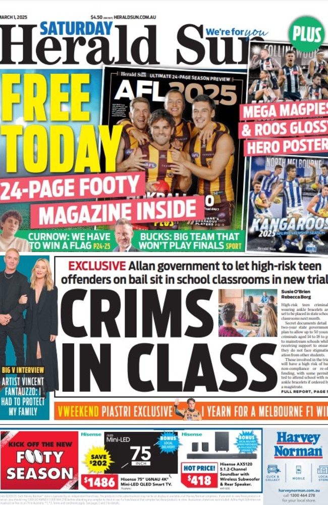 How the Herald Sun broke the story. Picture: Herald Sun