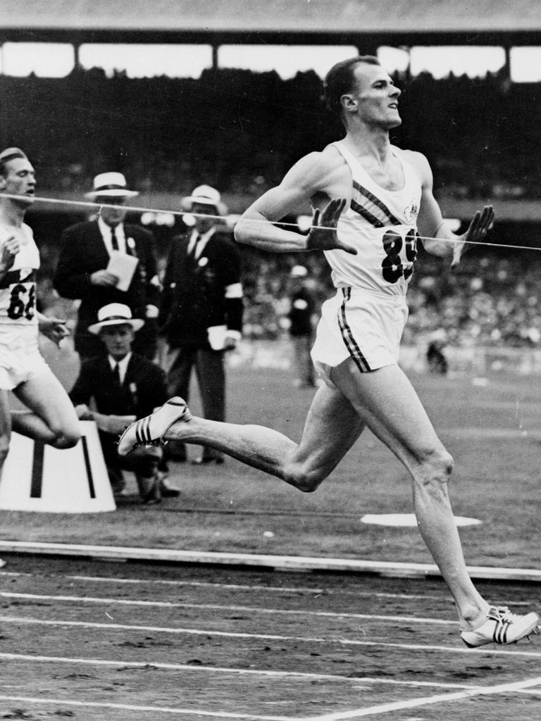 Kevan Gosper of Australia wins his heat of the 400 metres at the MCG at the Melbourne Olympics.