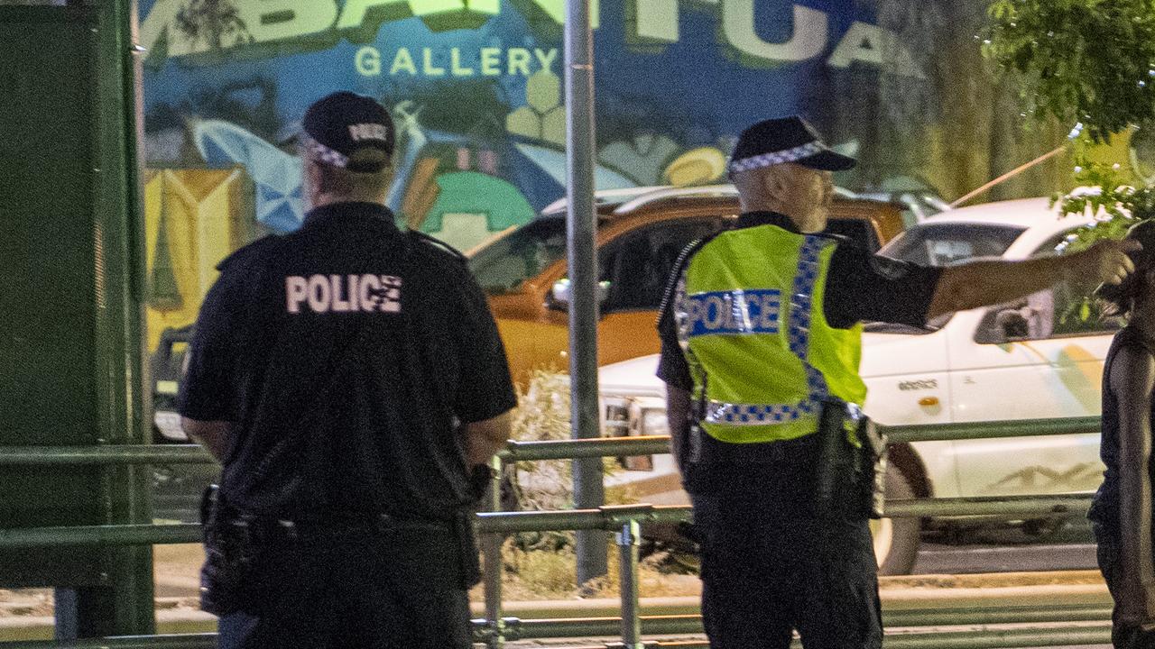 Police patrolling the streets of Alice Springs at night. Picture: Mark Brake