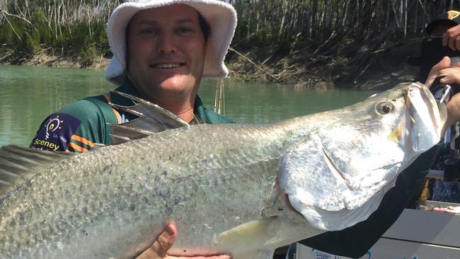 Daniel Harris with a 103cm barra he landed on the last set of neap tides trolling in a small coastal creek