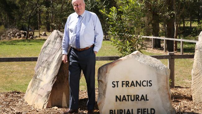 Catholic Cemeteries and Crematoria CEO Peter O’Meara at Sydney Natural Burial Park in Kemps Creek. Picture: AAP/Matthew Sullivan