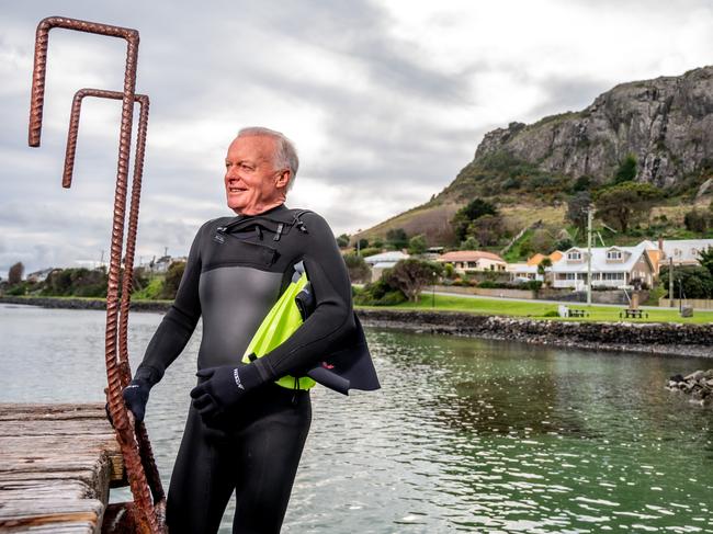 Bill Worthington, 70, still went for his morning swim in Stanley despite Friday’s shark attack. Picture: CORDELL RICHARDSON