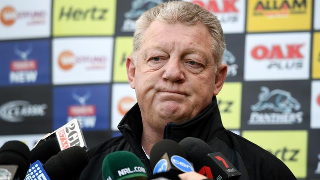 Panthers general manager Phil Gould speaks to the media following Anthony Griffin’s sacking. Picture: AAP Image