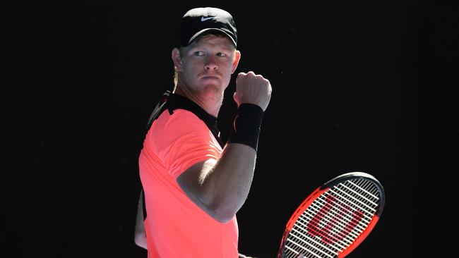 Kyle Edmund fires up against Grigor Dimitrov. Picture: AAP