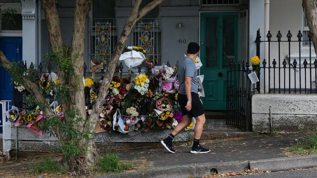 Flowers outside Mr Baird’s home. Picture: NCA NewsWire / Gaye Gerard