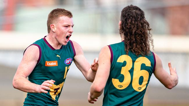 Tasmania Devils moved top of the Coates Talent League ladder with a victory over Calder Cannons on Sunday. Picture: Linda Higginson/AFL Tasmania