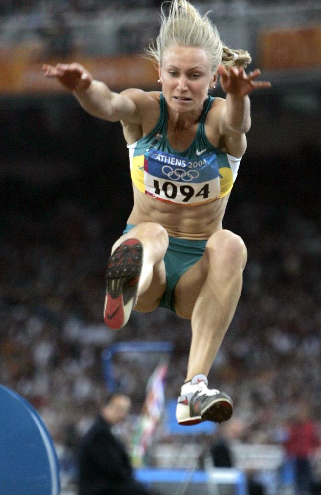 Peak condition. Bronwyn Thompson in action during the Athens Games. Picture: News Corp Australia