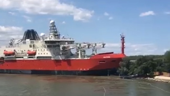 Australia's new Antarctic icebreaker Nuyina runs aground while being towed