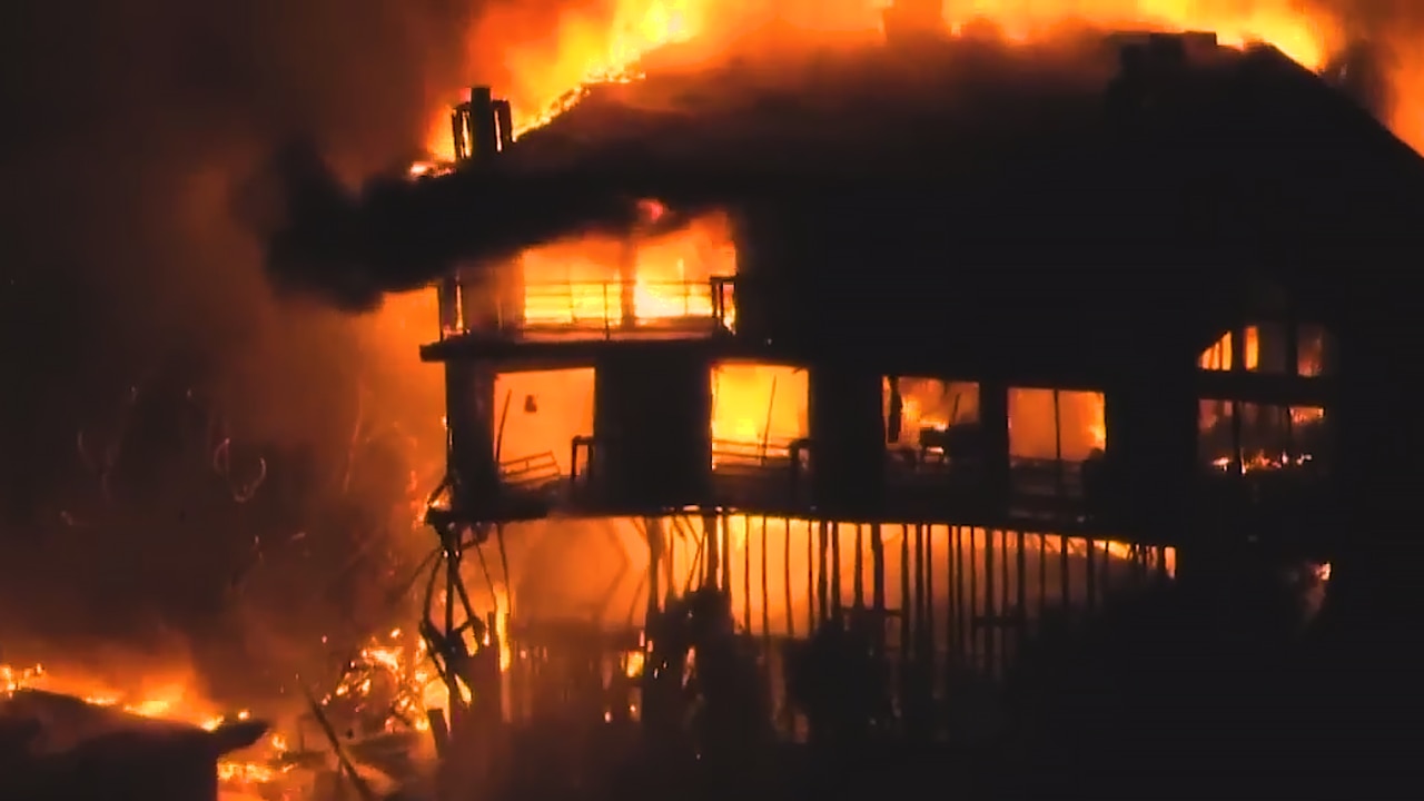 House collapses in Studio City. Picture: Fox News