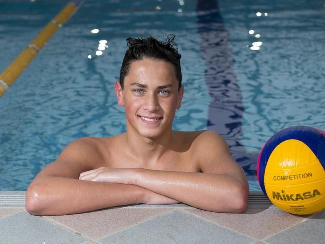 Liverpool Leader - Alex Brischetto (13, pictured) competes in water polo.  Photographs taken of Alex at the Whitlam Centre swimming pool, Memorial Avenue, Liverpool NSW Australia - LSS / Local Sports Star / JSS 2017