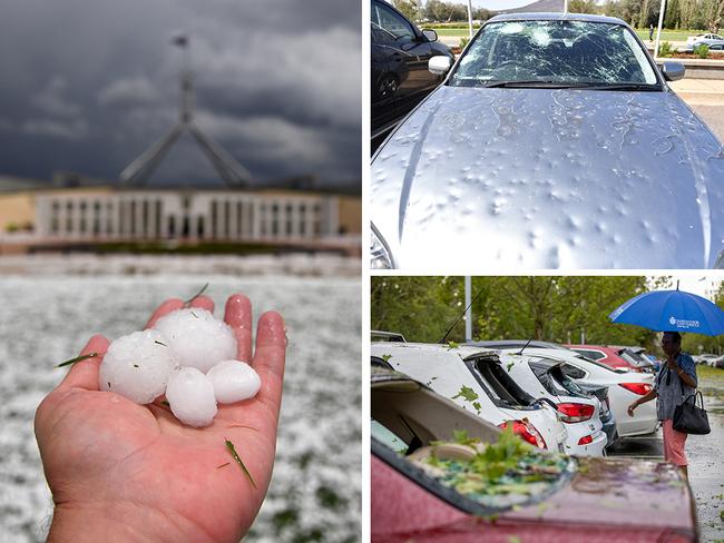 Hail damage in the nation's capital yesterday.