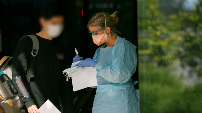 Plenty of people passed through triage at Northern Beaches Hospital's COVID-19 clinic. Picture: Tim Pascoe