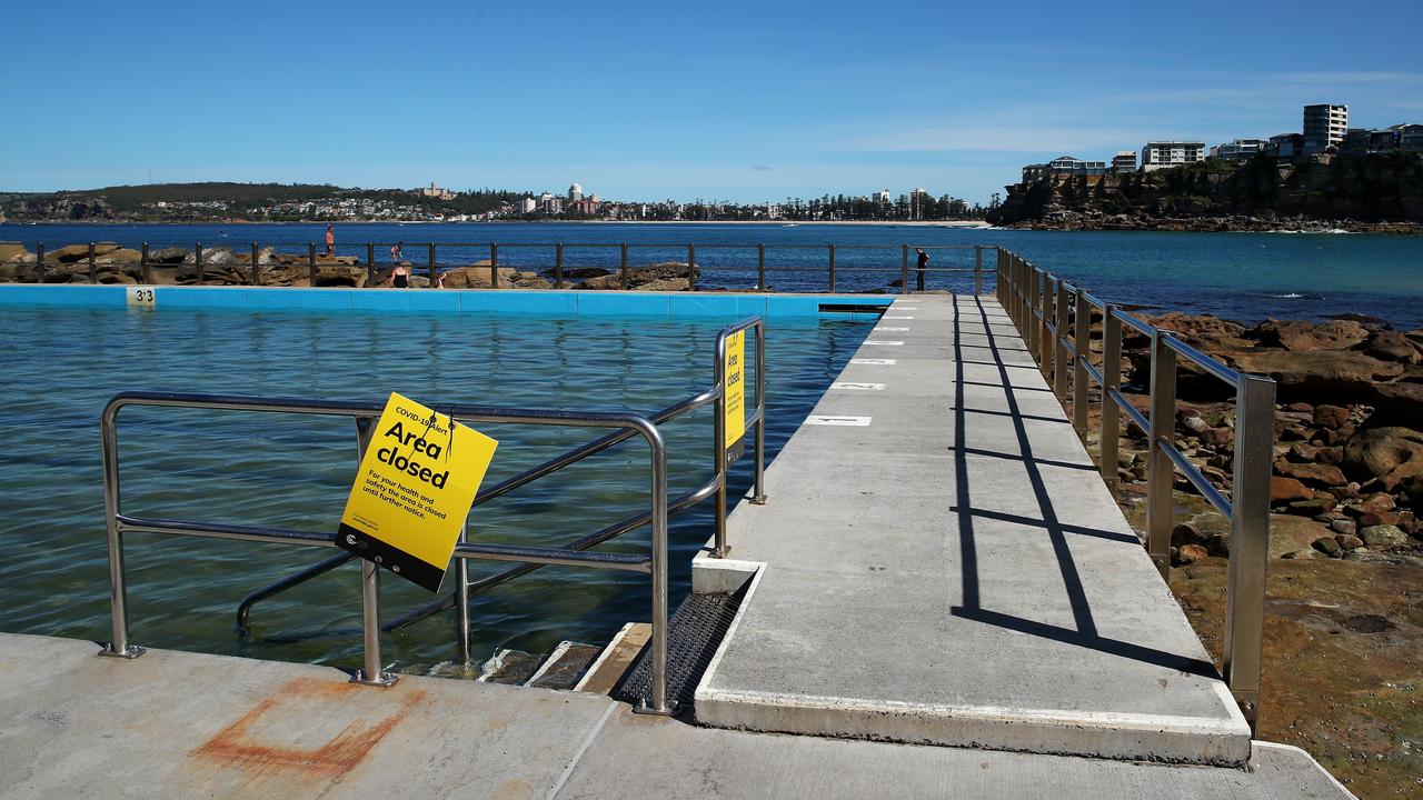 The ocean pool at Freshwater was deserted after it was closed. Cameron Spencer/Getty Images
