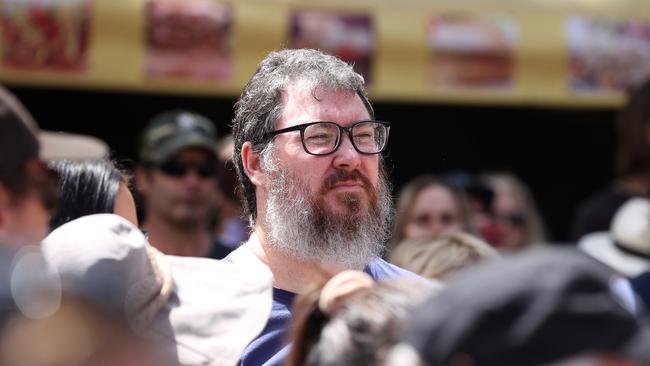 He was pictured at the Freedom rally in Brisbane. Picture: Liam Kidston.