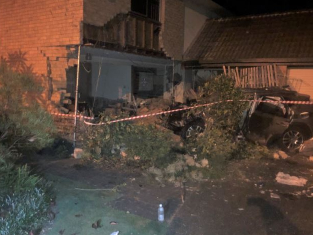 A woman has been left with critical injuries and a house is on the verge of collapse following a single-vehicle crash in Sunnybank Hills overnight. Picture: Supplied