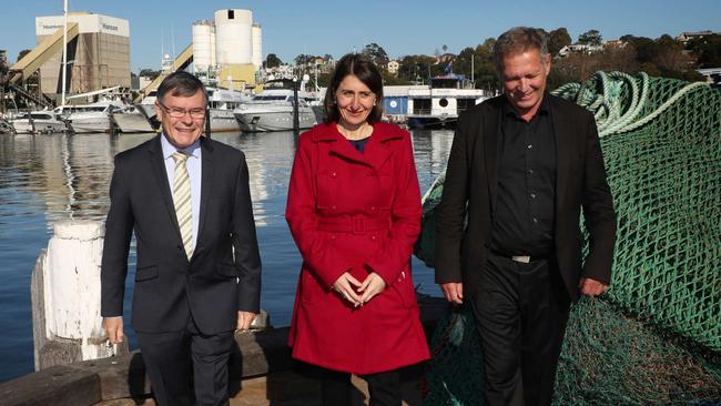 Sydney Fish Market general manager Bryan Skepper, pictured with Premier Gladys Berejiklian and architect Kim Herforth Nielsen. Picture: Chris Pavlich