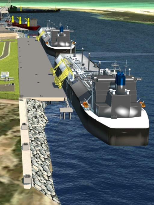 An artist’s impression of Venice Energy’s proposed LNG import terminal.