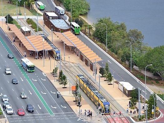 The light rail station at Broadbeach South.