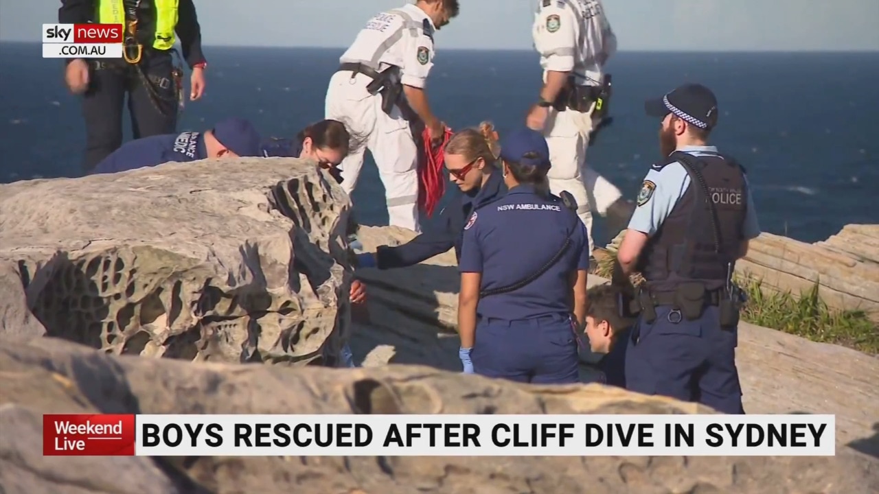 Emergency crews abseiled down Sydney beach cliff to rescue two boys
