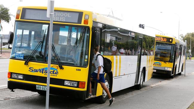 School students getting on a Surfside Buslines bus after school .  Picture: JERAD WILLIAMS