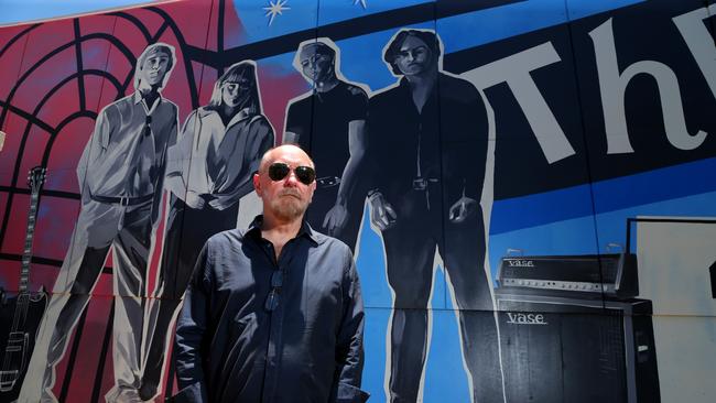 Ed Kuepper, the original guitarist for Brisbane band The Saints, was on hand at the unveiling of a mural celebrating their 40th anniversary. Picture: David Clark/AAP