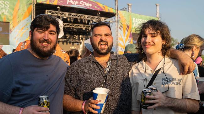 Johnny Samartzis, Nikolas Petrakis and Lucas Sharp at BASSINTHEGRASS 2023. Picture: Pema Tamang Pakhrin